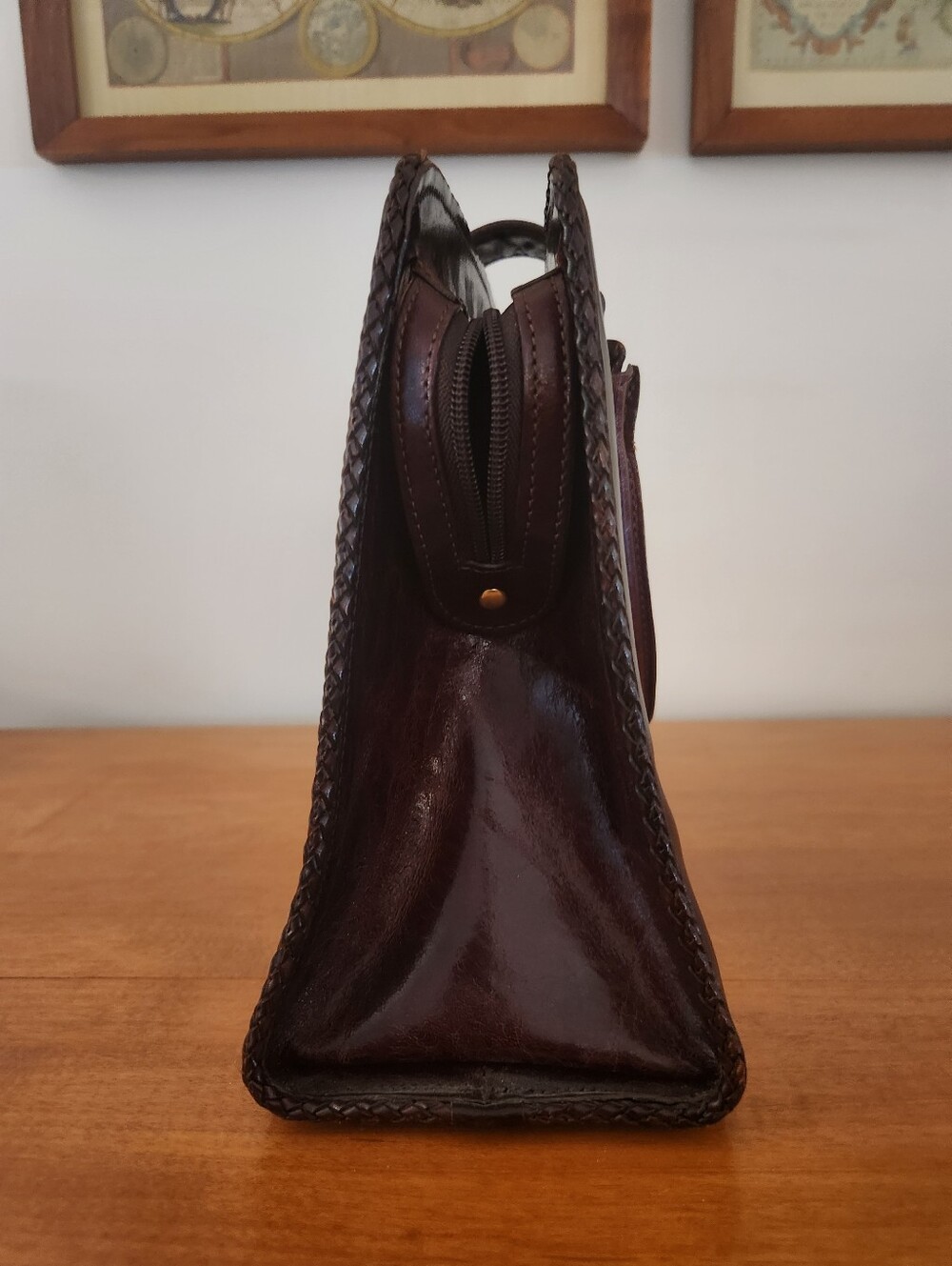 Vintage Brahmin Brown Leather Handbag - Picture 8 of 10